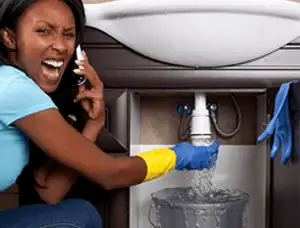 Emergency plumbing repair for a leaking sink drain under a bathroom vanity in Sarasota, FL